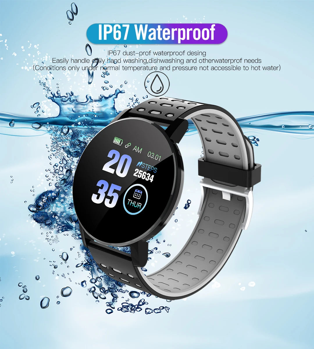 119S Smartwatch Bluetooth  Blood Pressure Smart Band Sports Fitness Tracker Watch For Android/IOS