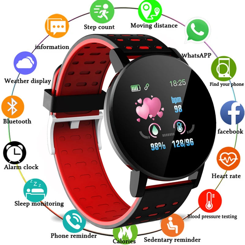 119S Smartwatch Bluetooth  Blood Pressure Smart Band Sports Fitness Tracker Watch For Android/IOS